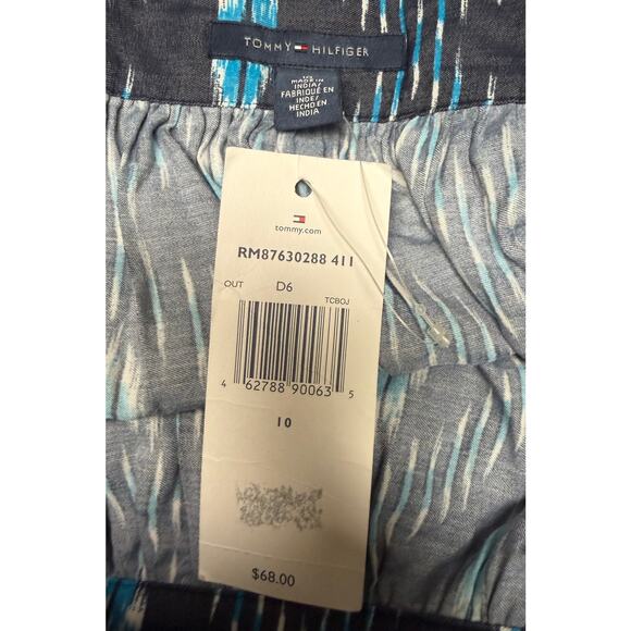 Tommy Hilfiger Skirt Womens Size 10 Blue Ikat Midi A-Line Flowy Side Zip New - Picture 9 of 10